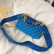Chanel Original small Cowskin Flap Bag with Blue - 4