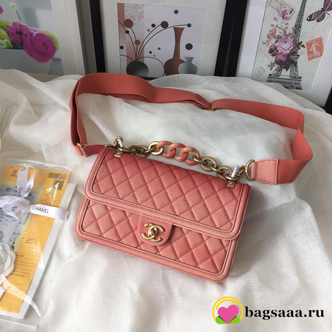 Chanel Original Large Cowskin Flap Bag with Pink 26cm - 1