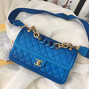 Chanel Original Large Cowskin Flap Bag with Blue 26cm - 1