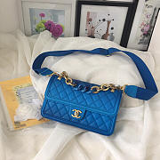 Chanel Original Large Cowskin Flap Bag with Blue 26cm - 3