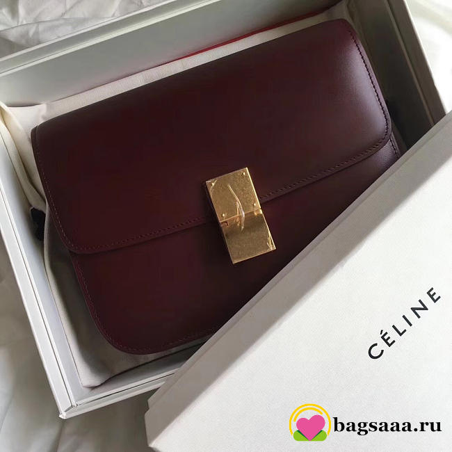 Celine Classic Wine Red Bag in Box Calfskin Smooth Leather - 1