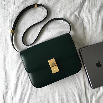 Celine Classic Blackish Green Bag in Box Calfskin Smooth Leather