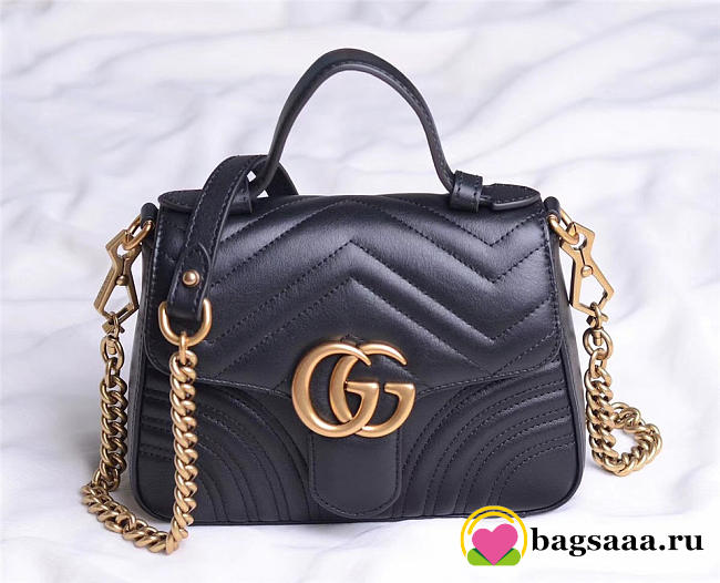 Gucci Marmont mini top Crossbady handle bag with Black 547260 - 1