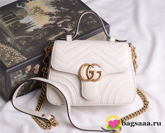 Gucci Marmont mini top Crossbady handle bag with White 547260 - 1