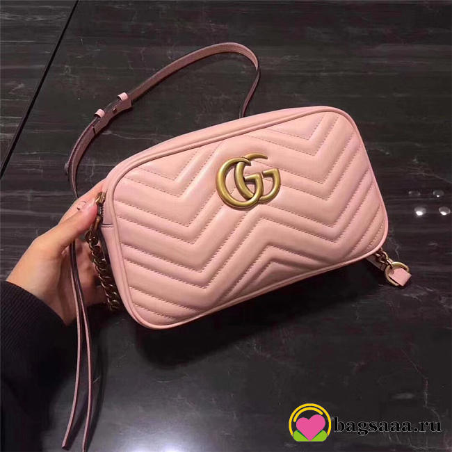Gucci Marmont small matelassé shoulder Pink bag - 1