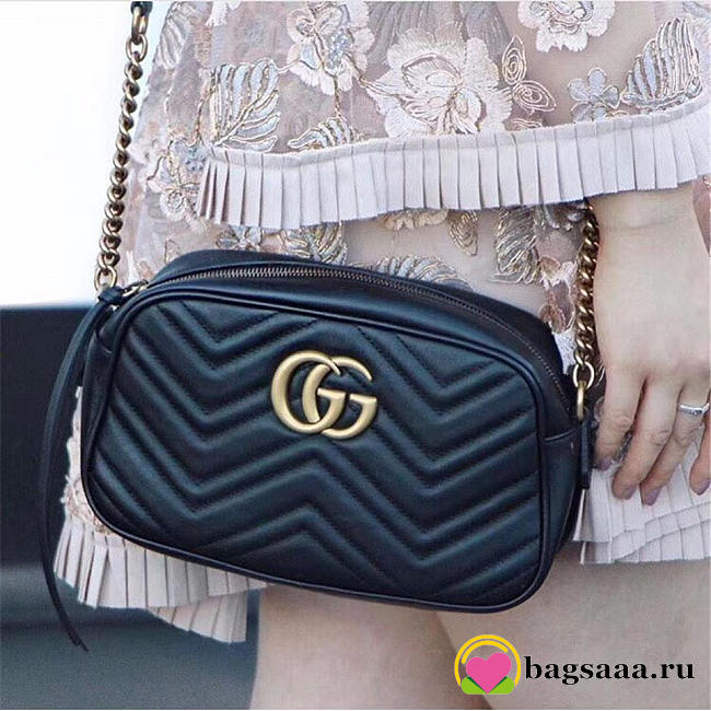 Gucci Marmont small matelassé shoulder Black bag - 1