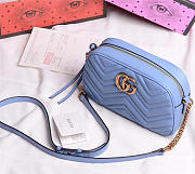 Gucci Marmont small matelassé shoulder Blue bag - 2