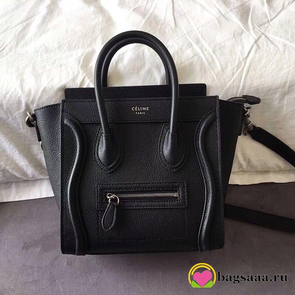 Celine Micro Luggage Calfskin Handbag in Black - 1