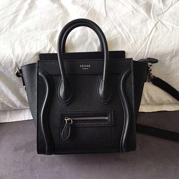 Celine Micro Luggage Calfskin Handbag in Black