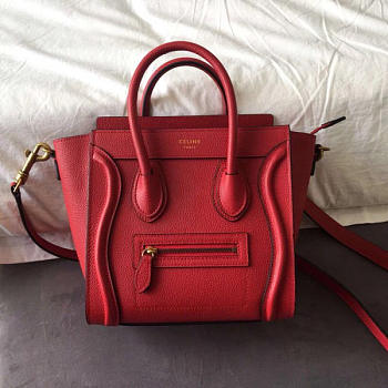 Celine Micro Luggage Calfskin Handbag in Red