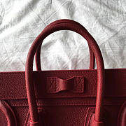 Celine Micro Luggage Calfskin Handbag in Wine Red - 6