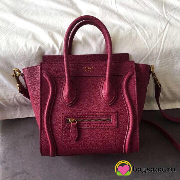 Celine Micro Luggage Calfskin Handbag in Rose Red - 1