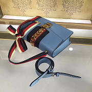 Gucci Sylvie shoulder bag in Light Blue leather 421882 - 5