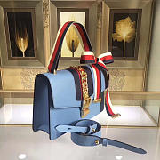 Gucci Sylvie shoulder bag in Light Blue leather 421882 - 6