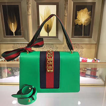 Gucci Sylvie shoulder bag in Green leather 421882