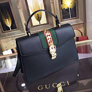 Gucci Sylvie medium top handle bag in Black leather 431665 - 6