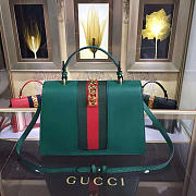 Gucci Sylvie medium top handle bag in Green leather 431665 - 5