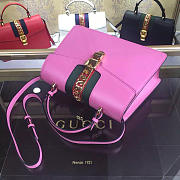 Gucci Sylvie medium top handle bag in Rose Red leather 431665 - 5
