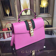 Gucci Sylvie medium top handle bag in Rose Red leather 431665 - 4