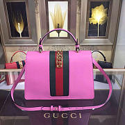 Gucci Sylvie medium top handle bag in Rose Red leather 431665 - 6