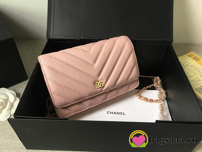 Chanel Flap Bag Calfskin Leather Pink with Gold Hardware - 1