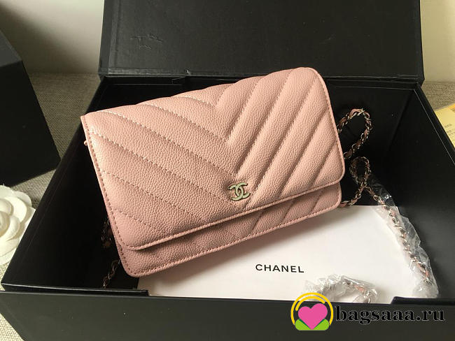 Chanel Flap Bag Calfskin Leather Pink with Silver Hardware - 1