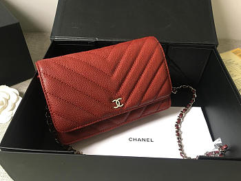 Chanel Flap Bag Calfskin Leather Red with Silver Hardware