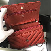 Chanel Flap Bag Calfskin Leather Red with Silver Hardware - 4