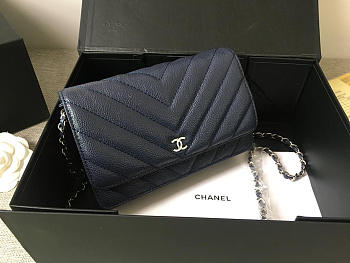 Chanel Flap Bag Calfskin Leather Blue with Silver Hardware