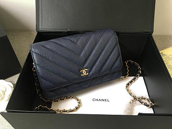 Chanel Flap Bag Calfskin Leather Blue with Gold Hardware