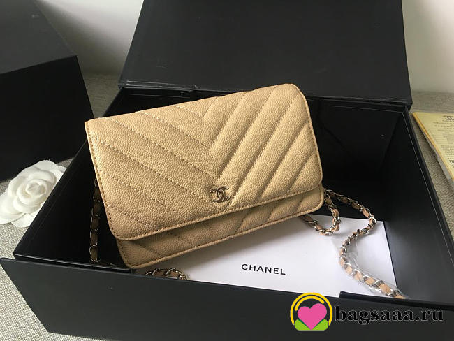 Chanel Flap Bag Calfskin Leather Apricot with Silver Hardware - 1