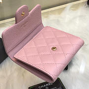 Chanel Calfskin Leather Plain Folding Pink Wallets with Gold Hardware - 5