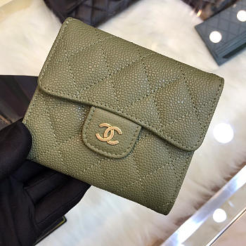 Chanel Plain Folding Green and Pink Wallets with Gold Hradware