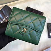 Chanel Calfskin Leather Plain Folding Green Wallets - 1