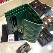 Chanel Calfskin Leather Plain Folding Green Wallets - 6