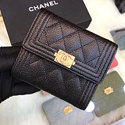 Chanel Lebay Calfskin Leather Plain Folding Black Wallets - 6