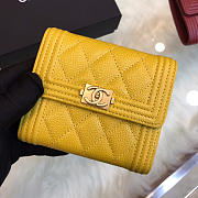 Chanel Lebay Calfskin Leather Plain Folding Yellow Wallets - 4