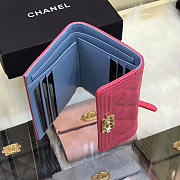 Chanel Lebay Calfskin Leather Plain Folding Rose Red Wallets - 5