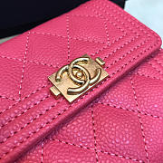 Chanel Lebay Calfskin Leather Plain Folding Rose Red Wallets - 4
