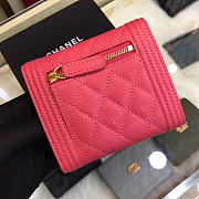Chanel Lebay Calfskin Leather Plain Folding Rose Red Wallets - 6