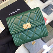 Chanel Lebay Calfskin Leather Plain Folding Green Wallets - 1