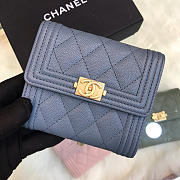 Chanel Lebay Calfskin Leather Plain Folding Light Blue Wallets  - 1