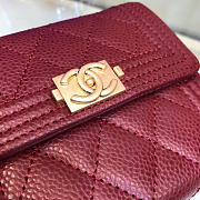 Chanel Lebay Calfskin Leather Plain Folding Red Wallets - 6