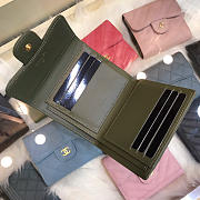 Chanel Calfskin Leather Plain Folding Green Wallets 82288 - 2