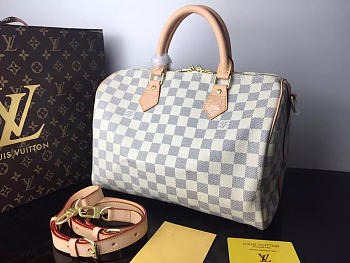 Louis Vuitton Damier Azur Speedy 30cm With Shoulder Strap Bag N41001
