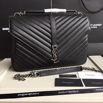 YSL Monogram College Black Large Bag with Silver Hardware 32cm
