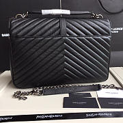 YSL Monogram College Black Large Bag with Silver Hardware 32cm - 5