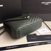 YSL Monogram Saint Laurent College Dark Green Medium Bag with Silver Hardware - 3