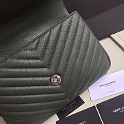 YSL Monogram Saint Laurent College Dark Green Medium Bag with Silver Hardware - 2