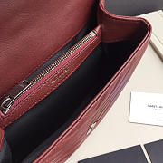 YSL Monogram College burgundy Medium Bag with Silver Hardware 24cm - 5